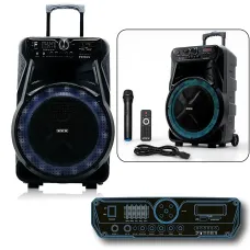 Акустическая колонка ZXX-7272 600 Вт, портативная караоке система 15, Bluetooth, TWS, FM, LED, микрофон, эквалайзер, на колесиках