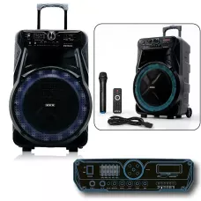 Акустична колонка ZXX-7272 600 Вт, портативна караоке система 15, Bluetooth, TWS, FM, LED, мікрофон, еквалайзер, на коліщатках