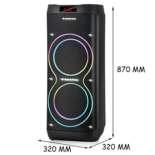 Акустическая колонка ZXX-5560 100 Вт, портативная караоке система с 2 микрофонами, Bluetooth, TWS, FM, LED подсветкой, на колесах - фото 7