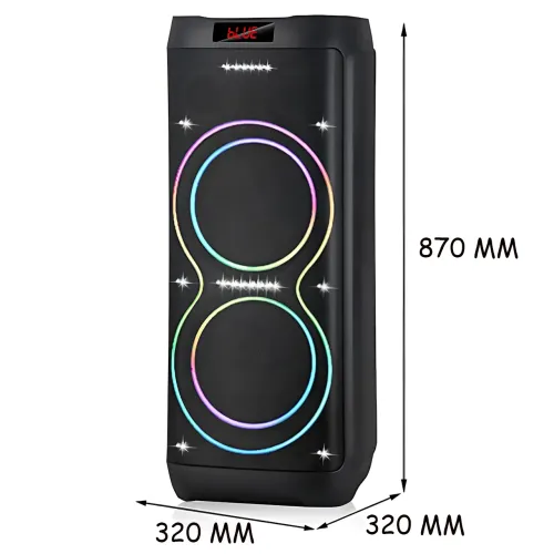 Акустична колонка ZXX-5560 100 Вт, портативна караоке система з 2 мікрофонами, Bluetooth, TWS, FM, LED-підсвіткою, на колесах - фото 7