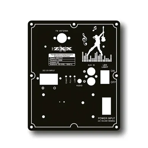 Акустическая колонка ZXX-7171 600 Вт, портативная караоке система 12, Bluetooth, TWS, FM, LED, микрофон, эквалайзер, на колесиках - фото 6
