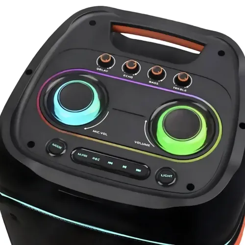 Портативная акустическая колонка ZXX-5540 100Вт, 2x10, Bluetooth, TWS, Караоке, 2 радиомикрофона, FM, LED-подсветка, аккумулятор - фото 7