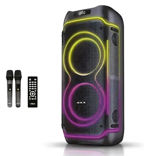 Портативная акустическая колонка ZXX-5540 100Вт, 2x10, Bluetooth, TWS, Караоке, 2 радиомикрофона, FM, LED-подсветка, аккумулятор - фото 4