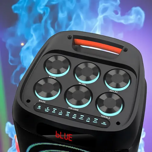 Портативная акустическая колонка ZXX-5550 80Вт, 2x8, Bluetooth, TWS, Караоке, 2 радиомикрофона, FM, LED-подсветка, 4500 мач - фото 6