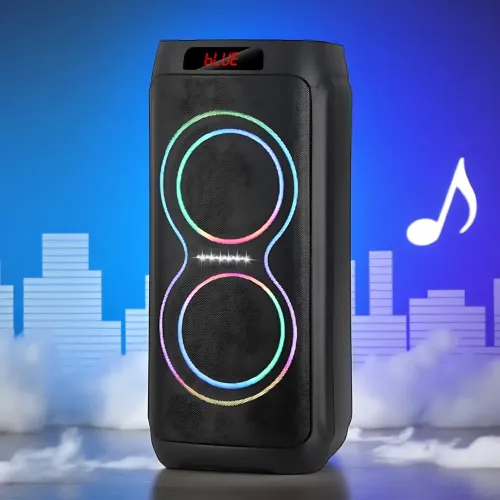 Портативна акустична колонка ZXX-5550 80 Вт, 2x8, Bluetooth, TWS, Караоке, 2 радіомікрофони, FM, LED-підсвітка, 4500 мач - фото 3