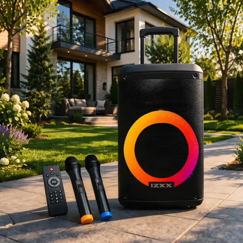 Портативная акустическая колонка ZXX-7878 90Вт, 15, Bluetooth, TWS, Караоке, 2 радиомикрофона, FM, RGB-подсветка, 5000mAh - фото 9