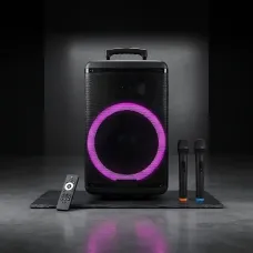 Портативная акустическая колонка ZXX-7878 90Вт, 15, Bluetooth, TWS, Караоке, 2 радиомикрофона, FM, RGB-подсветка, 5000mAh
