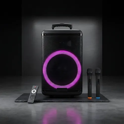 Портативна акустична колонка ZXX-7878 90 Вт, 15, Bluetooth, TWS, Караоке, 2 радіомікрофони, FM, RGB-підсвітка, 5000mAh