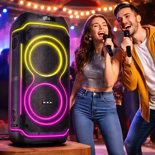 Портативная акустическая колонка ZXX-5530 80Вт, 2x8, Bluetooth, TWS, Караоке, 2 радиомикрофона, FM, LED-подсветка, 7000mAh - фото 9