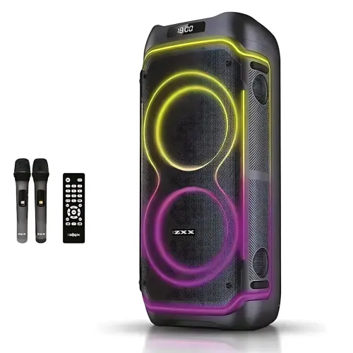 Портативна акустична колонка ZXX-5530 80 Вт, 2x8, Bluetooth, TWS, Караоке, 2 радіомікрофони, FM, LED-підсвітка, 7000mAh - фото 4