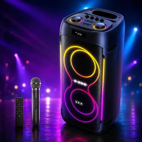 Портативная акустическая колонка ZXX-5509 1200Вт, 2x6.5, Bluetooth, TWS, Караоке, Радиомикрофон, FM, LED-подсветка, 4500mAh - фото 10