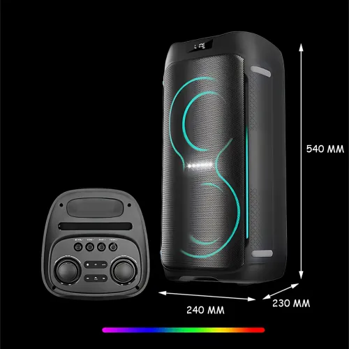 Портативная акустическая колонка ZXX-5509 1200Вт, 2x6.5, Bluetooth, TWS, Караоке, Радиомикрофон, FM, LED-подсветка, 4500mAh - фото 8