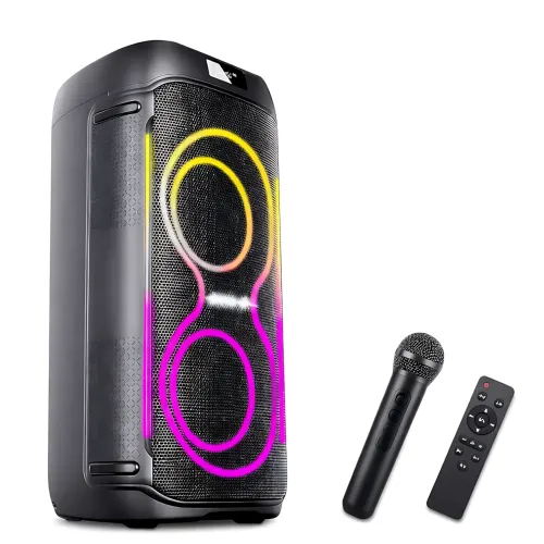 Портативна акустична колонка ZXX-5509 1200 Вт, 2x6.5, Bluetooth, TWS, Караоке, Радіомікрофон, FM, LED-підсвітка, 4500 mAh - фото 2