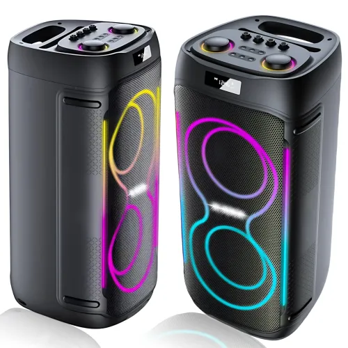 Портативна акустична колонка ZXX-5509 1200 Вт, 2x6.5, Bluetooth, TWS, Караоке, Радіомікрофон, FM, LED-підсвітка, 4500 mAh