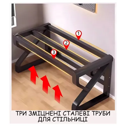Игровой компьютерный стол AND-1922, письменный стол из закаленного стекла 120х60 см, стол для геймера и офиса, черный - фото 5
