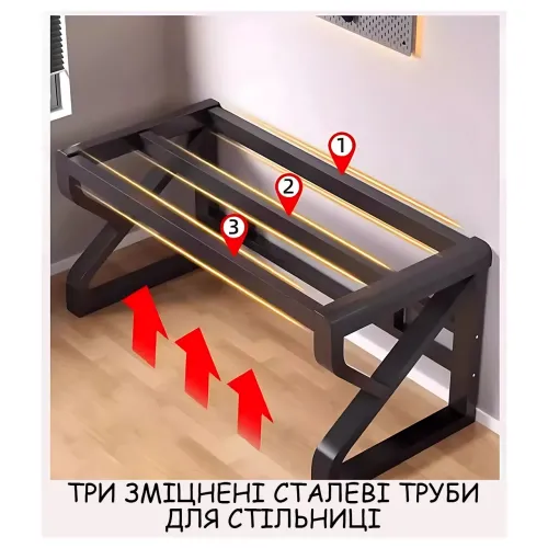 Игровой компьютерный стол AND-1922, письменный стол из закаленного стекла 120х60 см, стол для геймера и офиса, черный - фото 5