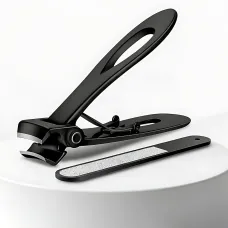 Профессиональный набор для маникюра 2 в 1: Кусачки для ногтей и металлическая пилочка, черный, футляр, AND ES-02A