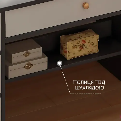 Туалетний столик AND 5691 з LED-дзеркалом, сіро-білий, з ящиком і тумбою, сучасний макіяжний стіл - фото 6
