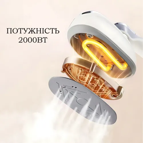 Ручна парова праска-відпарювач 2 в 1 Zepline ZP-00354, 2000 Вт, керамічна підошва, складана дорожня праска, сенсорний Сірий - фото 6
