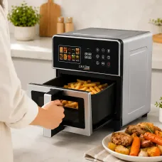 Аэрофритюрница Zepline ZP-00355 Silver Max Pro-3, 2200 Вт, 13 л, мультипечь с окошком, двойным нагревом, грилем, формой