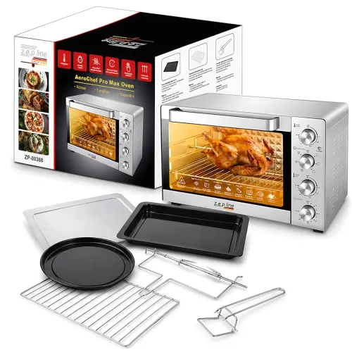 Электрическая печь-духовка Zepline ZP-00368, 45 л, 2200 Вт, духовой шкаф из нержавеющей стали с конвекцией, грилем и подсветкой - фото 5