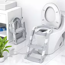 Детское сиденье на унитаз с лестницей и ручками Bestbaby BC-108,с кладная накладка-приставка на унитаз с регулировкой высоты