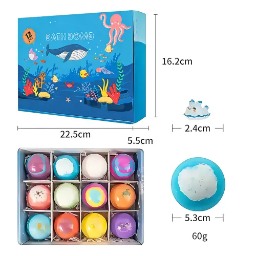 Набор органических бомбочек для ванны с игрушкой-сюрпризом BATH BOMB GIFT, шипучие бомбочки для купания Морские обитатели 12 шт. - фото 10