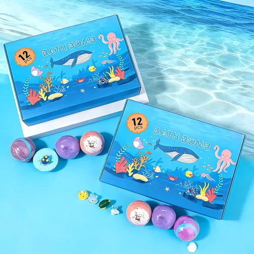 Набор органических бомбочек для ванны с игрушкой-сюрпризом BATH BOMB GIFT, шипучие бомбочки для купания Морские обитатели 12 шт. - фото 4