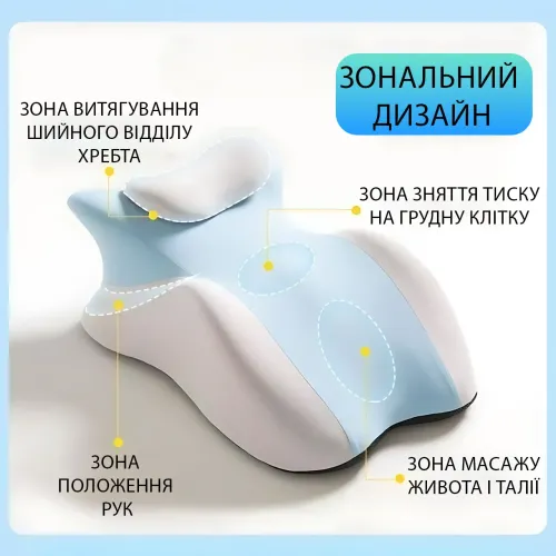 Ортопедическая подушка для отдыха лежа с поддержкой шеи и рук 26X-179, клиновидная анатомическая подушка, голубой - фото 3