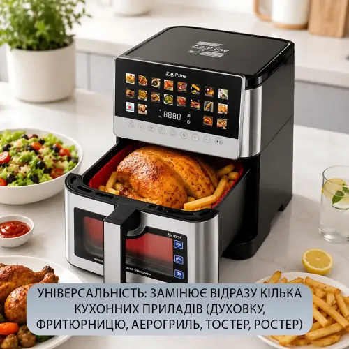 Аэрофритюрница-мультипечь Zepline ZP-00376 Max Pro-3 13 л (чаша 9 л) 4200 Вт на 12 программ с двумя ТЭНами, аэрогриль безмасляный - фото 2
