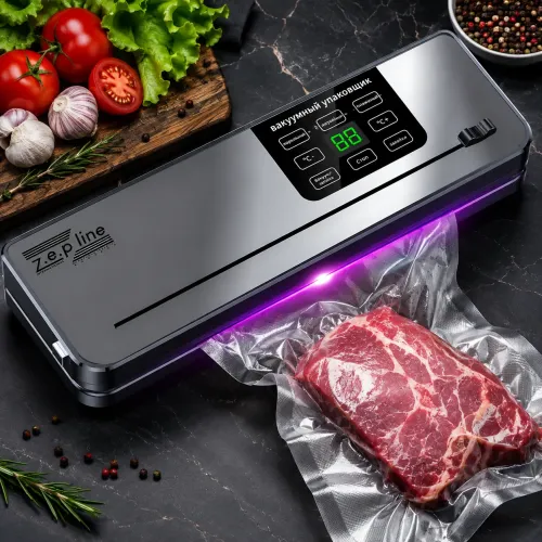 Вакуумный упаковщик для продуктов Zepline ZP-00356 (ZP-356) 200 Вт с сенсорным дисплеем и LED-подсветкой, вакууматор бытовой