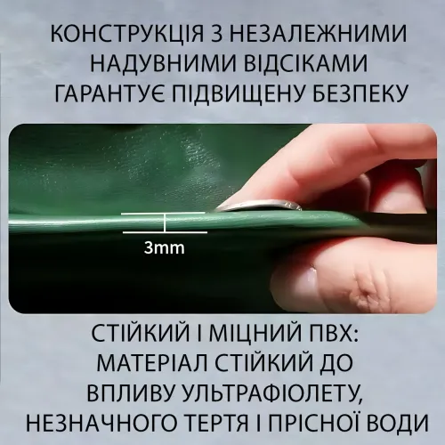 Надувная двухместная лодка JR-2200 с надувным дном, веслами, насосом и подушкой для рыбалки и отдыха, 180х98 см - фото 5