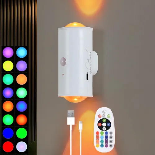 Умный настенный LED светильник-ночник с датчиком движения, RGB, пульт ДУ NS-01, 1500 мАч, Type-C, на магнитном крепеже - фото 8