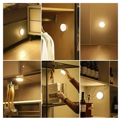 Беспроводной круглый LED-ночник с датчиком движения на магните MM2010, аккумуляторный светильник с USB-зарядкой и 2 режимами света - фото 7