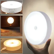 Беспроводной круглый LED-ночник с датчиком движения на магните MM2010, аккумуляторный светильник с USB-зарядкой и 2 режимами света
