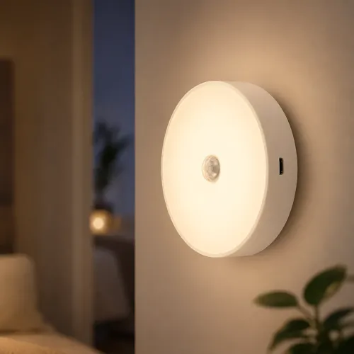 Беспроводной круглый LED-ночник с датчиком движения на магните MM2010, аккумуляторный светильник с USB-зарядкой и 2 режимами света - фото 2