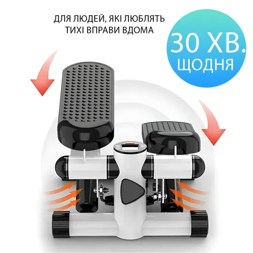 Мини-степпер для домашнего фитнеса XY-285, напольный тренажер для ног и ягодиц с эспандерами и LED-дисплеем (до 100 кг) - фото 5