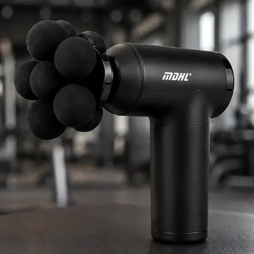 Перкуссионный массажер для тела MDHL Fascial Gun MD-9901 (25 Вт, 3200 об/мин, 6 скоростей), 5 насадок, портативный ручной массажер - фото 3