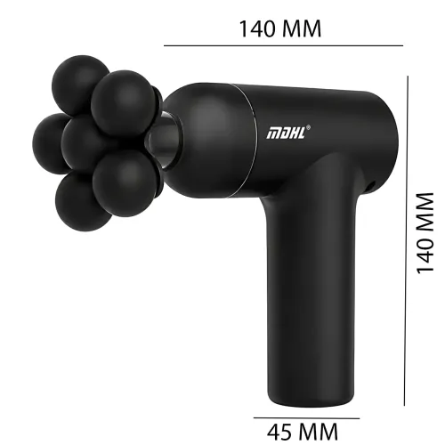 Перкуссионный массажер для тела MDHL Fascial Gun MD-9901 (25 Вт, 3200 об/мин, 6 скоростей), 5 насадок, портативный ручной массажер - фото 9