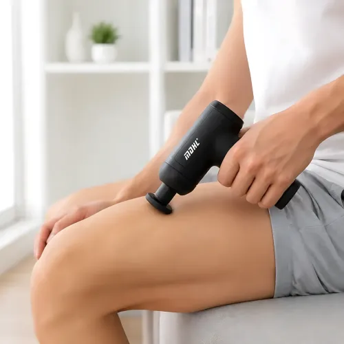 Перкусійний масажер для тіла MDHL Fascial Gun MD-9901 (25 Вт, 3200 об./хв, 6 швидкостей), 5 насадок, портативний ручний масажер - фото 4
