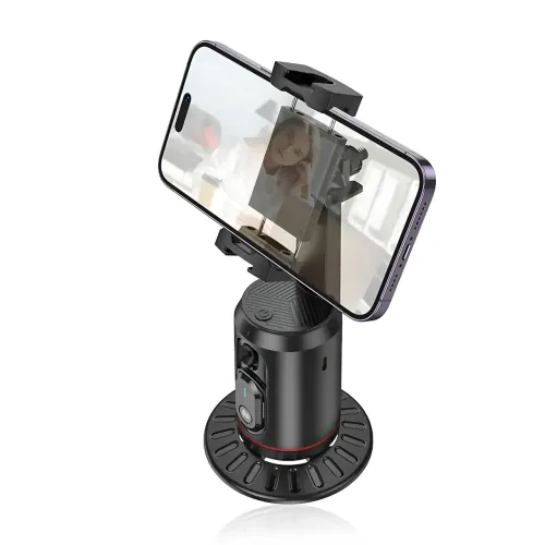 Смарт-штатив трипод Q02 с AI автоотслеживанием лица 360°, LED подсветкой и пультом для блогеров и стримов - фото 3