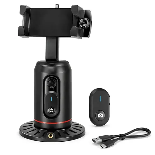 Смарт-штатив трипод Q02 з AI автовідстеженням обличчя 360°, LED-підсвіткою й пультом для блогерів і стримів - фото 8
