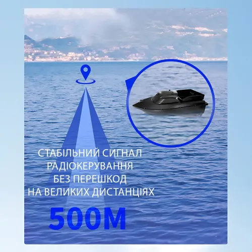 Прикормочный кораблик для рыбалки на радиоуправлении REB-0204 с LED-фарой, однобункерный катер для завоза прикормки до 1.5 кг - фото 6