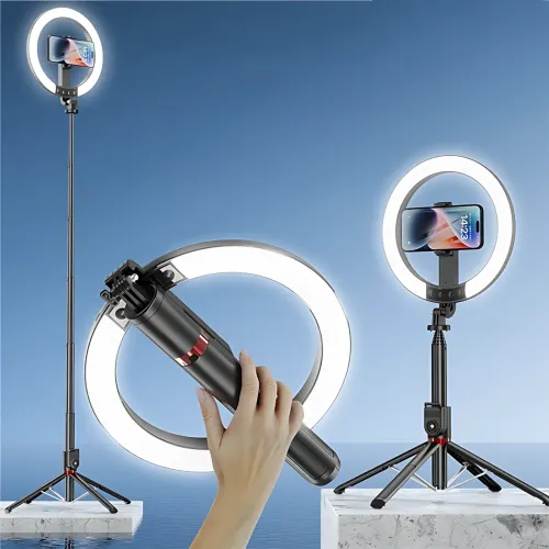 Селфи-штатив P225Q 2.3 м с AI-автоотслеживанием движения и LED-подсветкой, трипод 4-ножка, Bluetooth-монопод телескопический - фото 5