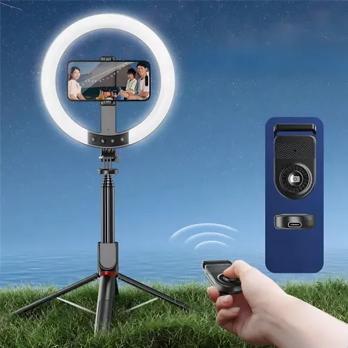 Селфи-штатив P225Q 2.3 м с AI-автоотслеживанием движения и LED-подсветкой, трипод 4-ножка, Bluetooth-монопод телескопический - фото 4