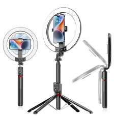 Селфи-штатив P225Q 2.3 м с AI-автоотслеживанием движения и LED-подсветкой, трипод 4-ножка, Bluetooth-монопод телескопический