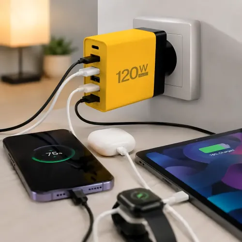 Сетевое зарядное устройство 6 портов 120W GaN Fast Charge 3xUSB-C + 3xUSB-A, универсальный адаптер питания Белый - фото 10