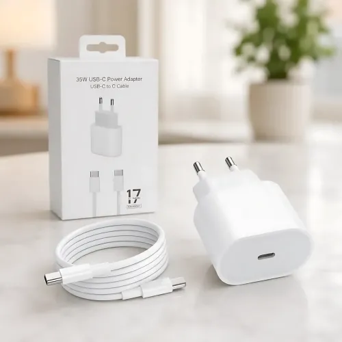 Сетевой комплект быстрой зарядки 35W: адаптер питания USB-C + кабель Type-C to Type-C (1м) EU Plug, белый (26X-199) - фото 2