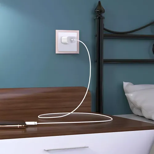 Сетевой комплект быстрой зарядки 35W: адаптер питания USB-C + кабель Type-C to Type-C (1м) EU Plug, белый (26X-199) - фото 10