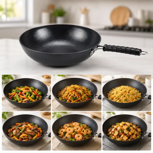 Сковорода Benson Wok 24 cм 26X-282 с антипригарным покрытием и ручкой, для всех видов плит и индукции - фото 5